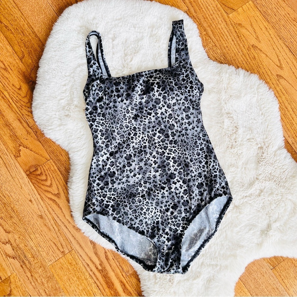 NWOT Vintage Gabar animal print square neck one piece swimsuit